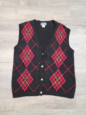 Pendleton VTG Argyle Sweater Vest Womens Size Large Ramie Cotton Classic Preppy